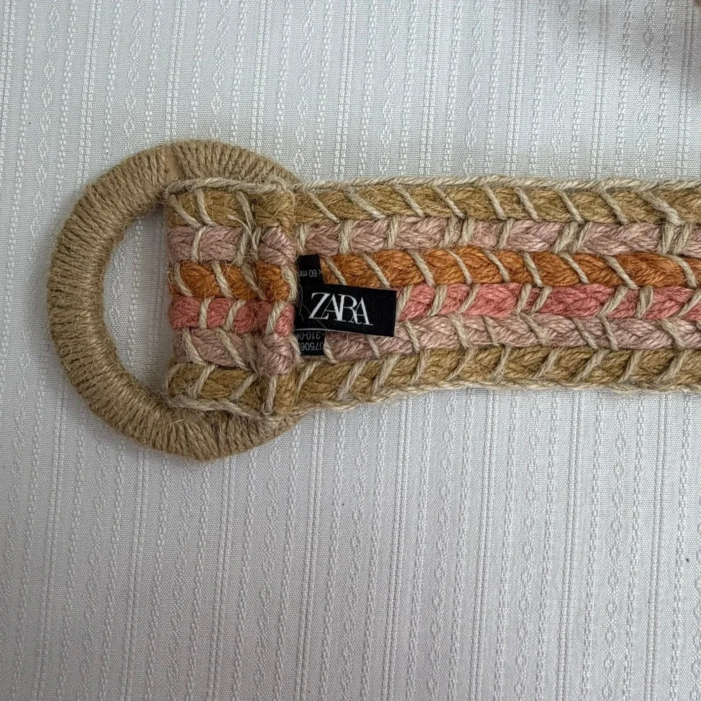 Zara‎ Braided Jute Belt Womens L Woven Boho Wide Festival Coastal Beachy Earthy